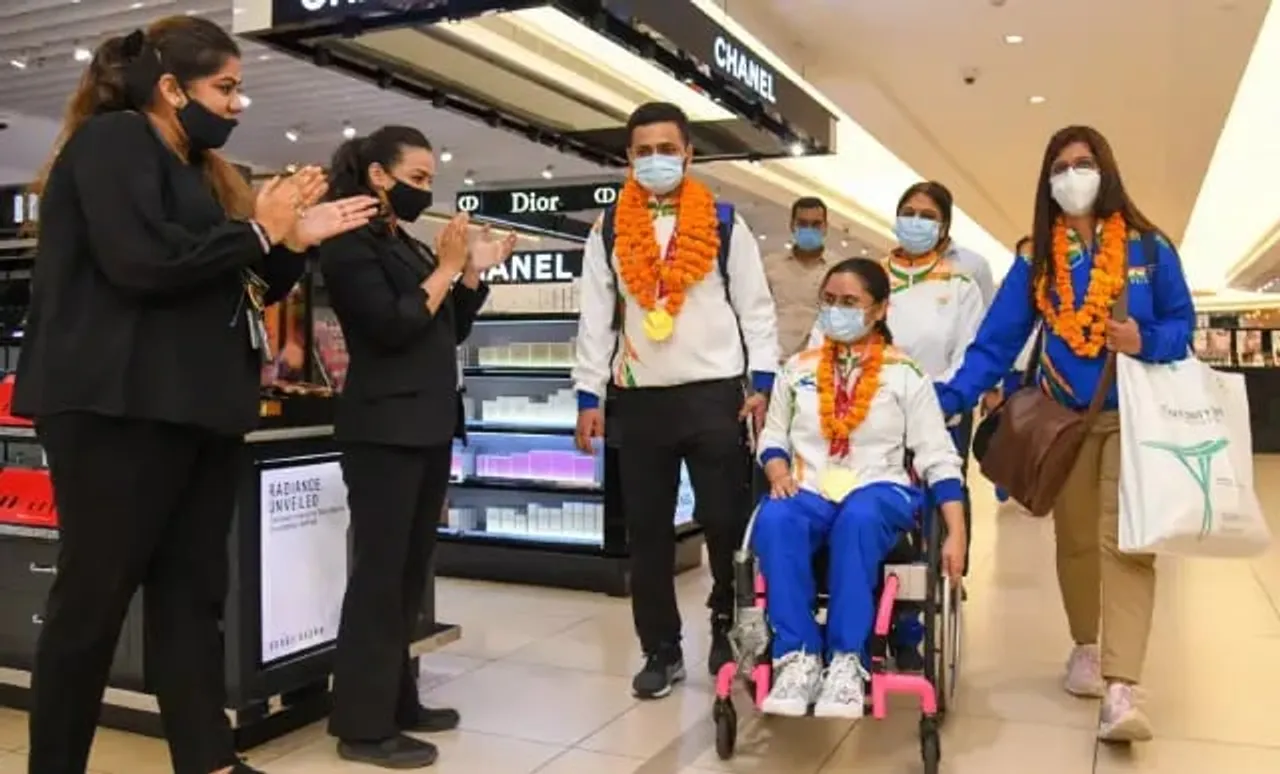 Indian Paralympic Athletes Return Home To Rousing Welcome